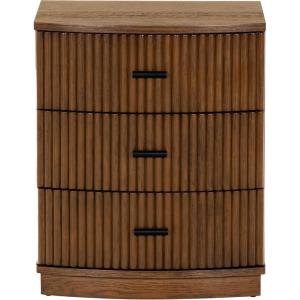 SAFAVIEH Couture Collection Shelbie Black 3-Drawer Reeded Nightstand, Fully Assembled Bedside Accent Table(Medium Oak/Black)