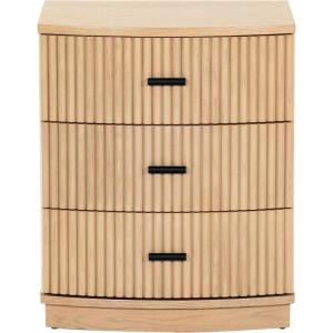 SAFAVIEH Couture Collection Shelbie Black 3-Drawer Reeded Nightstand, Fully Assembled Bedside Accent Table(Oak/Black)