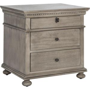 SAFAVIEH Couture Home Collection Allisyn Brown 3-Drawer Wood Nightstand Table (Fully Assembled)(Light Grey)