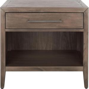 SAFAVIEH Couture Home Collection Ariella Light Grey 1-Drawer 1-Shelf Wood Nightstand Table (Fully Assembled)(Light Brown)