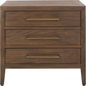 SAFAVIEH Couture Home Collection Ariella Light Grey 3-Drawer Wood Nightstand Table (Fully Assembled)(Brown)