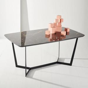 SAFAVIEH Couture Home Collection Britta Black Metal Faux Marble Top 29-inch Rectangle Dining Table SFV8707A