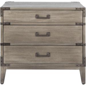 SAFAVIEH Couture Home Collection Nisha Light Grey 3-Drawer Wood Nightstand Table (Fully Assembled)(Light Grey)