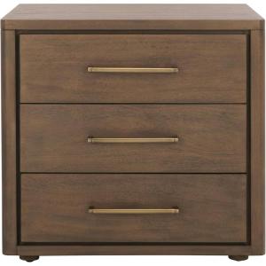 SAFAVIEH Couture Home Collection Rosey Light Grey 3-Drawer Wood Nightstand Table (Fully Assembled)(Brown)