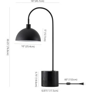 SAFAVIEH Couture Lighting Collection – Rosabellina Black Marble Table Lamp, Dimmable Modern Arched Metal Shade (CTL1103A)