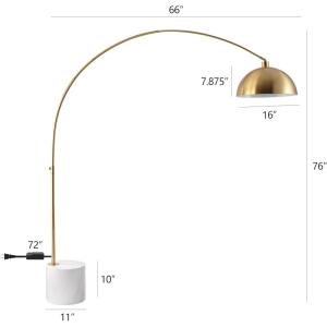 SAFAVIEH Couture Lighting Collection – Rosabellina Gold & White 80-Inch Dimmable Marble Floor Lamp, Modern Arched Metal Shade, LED Bulb Included (CTL1105A)