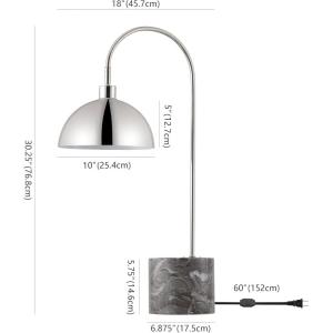 SAFAVIEH Couture Lighting Collection – Rosabellina Silver & Grey Marble Dimmable Table Lamp, Modern Arched Metal Shade (CTL1103B)