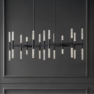 SAFAVIEH Couture Lighting Collection Evaria Black Acrylic Tube Adjustable Hanging Light Fixture Linear Chandelier(Black)