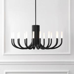 SAFAVIEH Couture Lighting Collection Evonne Silver 12-Light Adjustable Hanging Chandelier Light Fixture (LED Bulbs Included)(Black)