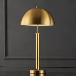 SAFAVIEH Couture Lighting Collection Harvey Modern Metal Dome Nickel 26-inch Bedroom Living Room Home Office Desk Nightstand Table Lamp (LED Bulb Included)(Gold)
