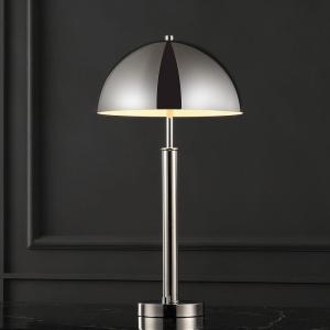 SAFAVIEH Couture Lighting Collection Harvey Modern Metal Dome Nickel 26-inch Bedroom Living Room Home Office Desk Nightstand Table Lamp (LED Bulb Included)(Nickle)