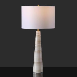 SAFAVIEH Couture Lighting Collection Ismeralda Off-White 31-inch Jade Stone Dimmable Table Lamp for Bedroom, Living Room, Home Office, Desk, Nightstand (LED Bulb Included)(Off White/White)