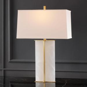 SAFAVIEH Couture Lighting Collection Natalee Gold/White Marble 31-inch Table Lamp (LED Bulbs Included)(Gold/White)
