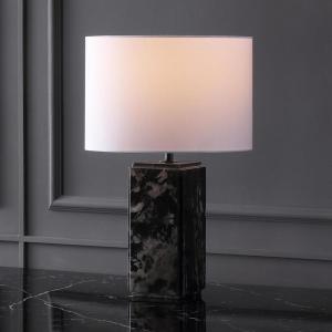SAFAVIEH Couture Lighting Collection Zahra White Marble 23-inch Dimmable Table Lamp for Bedroom Living Room Home Office Desk Nightstand (LED Bulb Included)(Black / White)
