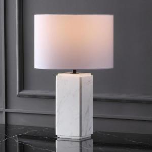 SAFAVIEH Couture Lighting Collection Zahra White Marble 23-inch Dimmable Table Lamp for Bedroom Living Room Home Office Desk Nightstand (LED Bulb Included)(White)