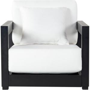 SAFAVIEH Couture Montford Brazilian Teak Indoor/Outdoor Arm Chair(Black/White)
