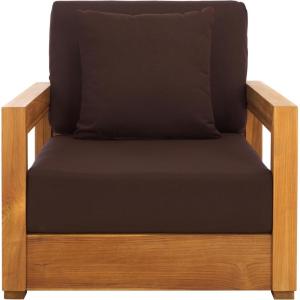 SAFAVIEH Couture Montford Brazilian Teak Indoor/Outdoor Arm Chair(Natural/Dark Brown)
