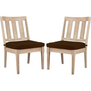 SAFAVIEH Couture Patio Dominica Natural and White Wooden Outdoor Dining Chair (Set of 2), Natural/White(Natural/Dark Brown)