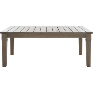 SAFAVIEH Couture Patio Martinique Natural Wood Outdoor Coffee Table(Light Grey)