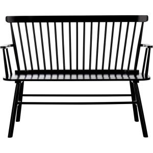 SAFAVIEH Home Collection – Addison Black Solid Wood Spindle Back Loveseat Bench, Farmhouse Settee for Entryway Living Room or Dining Area (AMH8513A)(Black)