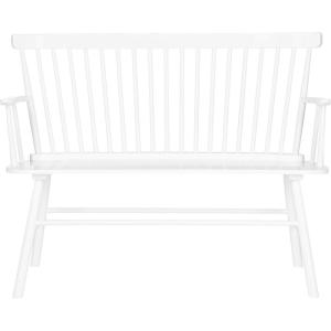 SAFAVIEH Home Collection – Addison Black Solid Wood Spindle Back Loveseat Bench, Farmhouse Settee for Entryway Living Room or Dining Area (AMH8513A)(White)