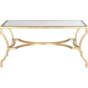 SAFAVIEH Home Collection – Alphonse Gold Leaf Curved Leg Coffee Table with Tempered Glass Top, Sculptural Glam Living Room Accent (FOX2541A)(Gold/Clear)