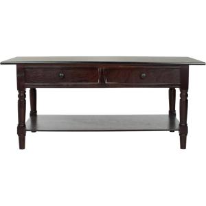 SAFAVIEH Home Collection – Boris Vintage Grey Coffee Table with Drawers & Shelf, Farmhouse Storage Coffee Table, Carved Detail Design (AMH5706A)(Dark Cherry)