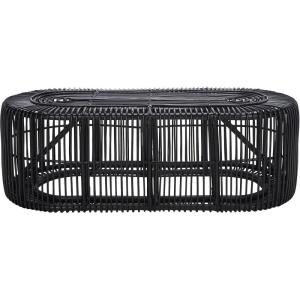 SAFAVIEH Home Collection – Jabez Natural Honey Brown Oval Rattan Coffee Table, Fully Assembled, Tropical Coastal Design (COF6509A)(Black)