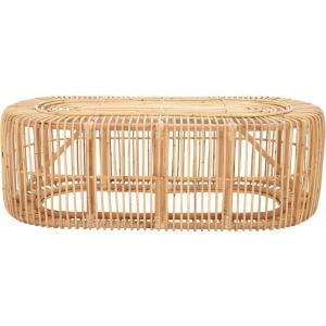 SAFAVIEH Home Collection – Jabez Natural Honey Brown Oval Rattan Coffee Table, Fully Assembled, Tropical Coastal Design (COF6509A)(Honey Natural)