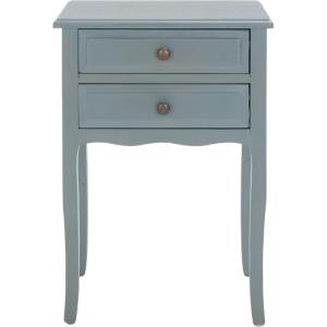 SAFAVIEH Home Collection – Lori Barley End Table with Two Storage Drawers, French Farmhouse Accent Table, Scalloped Apron Design, Fully Assembled (AMH6576E)(Blue)