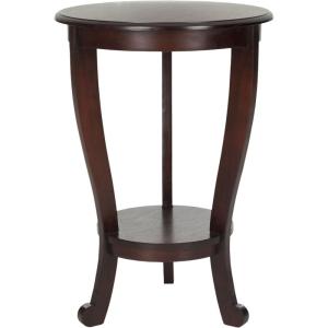 SAFAVIEH Home Collection – Mary Vintage Grey Pedestal End Table with Shelf, Classic Cabriole Design, Round Accent Table for Living Room or Bedroom (AMH5711A)(Dark Cherry)