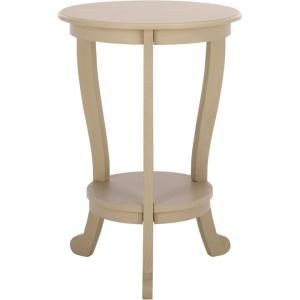 SAFAVIEH Home Collection – Mary Vintage Grey Pedestal End Table with Shelf, Classic Cabriole Design, Round Accent Table for Living Room or Bedroom (AMH5711A)(Sand)