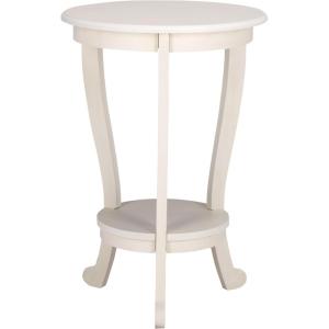 SAFAVIEH Home Collection – Mary Vintage Grey Pedestal End Table with Shelf, Classic Cabriole Design, Round Accent Table for Living Room or Bedroom (AMH5711A)(Ivory)