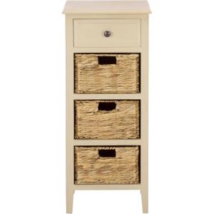 SAFAVIEH Home Collection – Michaela Vintage Grey Storage Unit with Woven Basket Drawers, British Colonial Farmhouse Accent Storage, Fully Assembled (AMH5744D)(Sand)