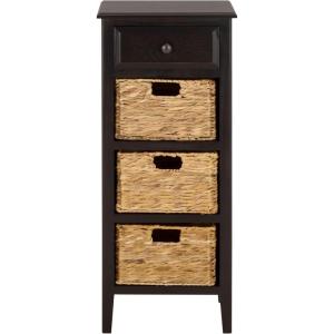 SAFAVIEH Home Collection – Michaela Vintage Grey Storage Unit with Woven Basket Drawers, British Colonial Farmhouse Accent Storage, Fully Assembled (AMH5744D)(Black)