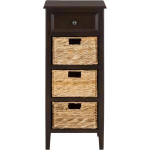 SAFAVIEH Home Collection – Michaela Vintage Grey Storage Unit with Woven Basket Drawers, British Colonial Farmhouse Accent Storage, Fully Assembled (AMH5744D)(Dark Chocolate)