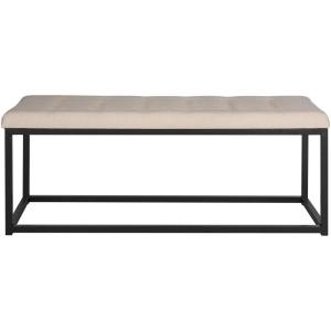 SAFAVIEH Home Collection – Reynolds Black Tufted Upholstered Accent Bench, Modern Parsons-Style Open Frame Bench with Brass Legs for Bedroom, Entryway or Living Room (FOX6225E)(Beige / Black)