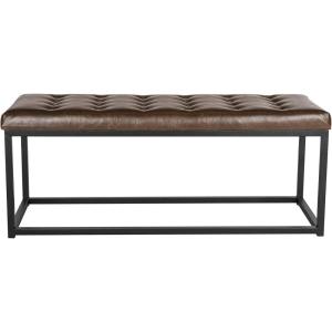 SAFAVIEH Home Collection – Reynolds Black Tufted Upholstered Accent Bench, Modern Parsons-Style Open Frame Bench with Brass Legs for Bedroom, Entryway or Living Room (FOX6225E)(Brown / Black)