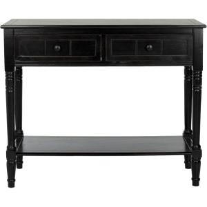 SAFAVIEH Home Collection – Samantha Entryway Console Table, Vintage Grey 2-Drawer Storage Sofa Table (AMH5710A)(Distressed Black)