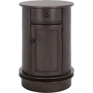 SAFAVIEH Home Collection – Tabitha Dark Cherry Round Swivel Storage End Table, Farmhouse Accent Table with Drawer & Cabinet, Fully Assembled (AMH5712D)(Black)