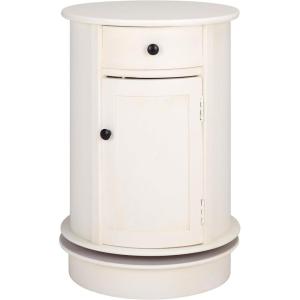 SAFAVIEH Home Collection – Tabitha Dark Cherry Round Swivel Storage End Table, Farmhouse Accent Table with Drawer & Cabinet, Fully Assembled (AMH5712D)(Ivory)