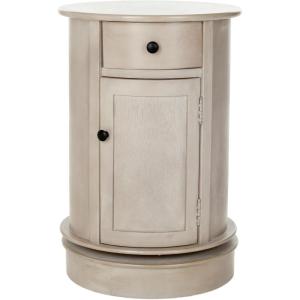 SAFAVIEH Home Collection – Tabitha Dark Cherry Round Swivel Storage End Table, Farmhouse Accent Table with Drawer & Cabinet, Fully Assembled (AMH5712D)(Vintage Grey)