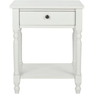 SAFAVIEH Home Collection – Tami Off-White Nightstand with Drawer & Shelf, Vintage Farmhouse Accent Table, Turned Leg Design (AMH6604A)(Off White)