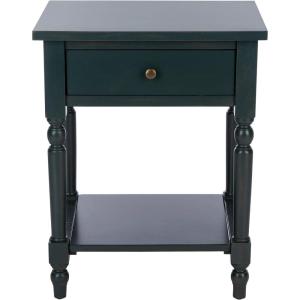 SAFAVIEH Home Collection – Tami Off-White Nightstand with Drawer & Shelf, Vintage Farmhouse Accent Table, Turned Leg Design (AMH6604A)(Teal)