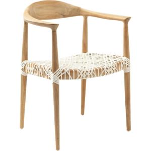 SAFAVIEH Home Collection – Wade Light Oak Teak Wood Arm Chair with Woven Leather Seat, Fully Assembled Mid-Century Modern Accent Chair (FOX1003A)(Light Oak)