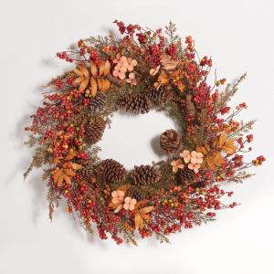 SAFAVIEH Home Collection 31-inch Decorative Artificial Berry & Coreopsis Wreath (Fully Assembled)
