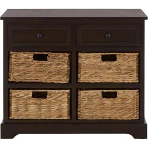SAFAVIEH Home Collection Herman White Wash 6-Drawer Wicker Basket Storage Unit, Fully Assembled (AMH5702G)(Dark Chocolate)