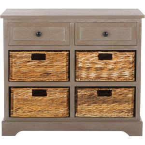 SAFAVIEH Home Collection Herman White Wash 6-Drawer Wicker Basket Storage Unit, Fully Assembled (AMH5702G)(White Washed)