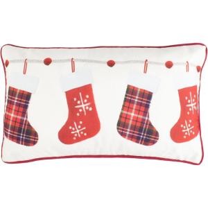 SAFAVIEH Home Collection Holly Jolly Ivory and Red (12″ x 20″) Pillow