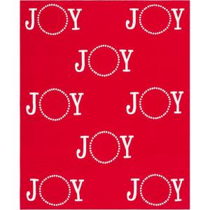 SAFAVIEH Home Collection Joy to The World Red/White 50 x 60-inch Holiday Decorative Throw Blanket